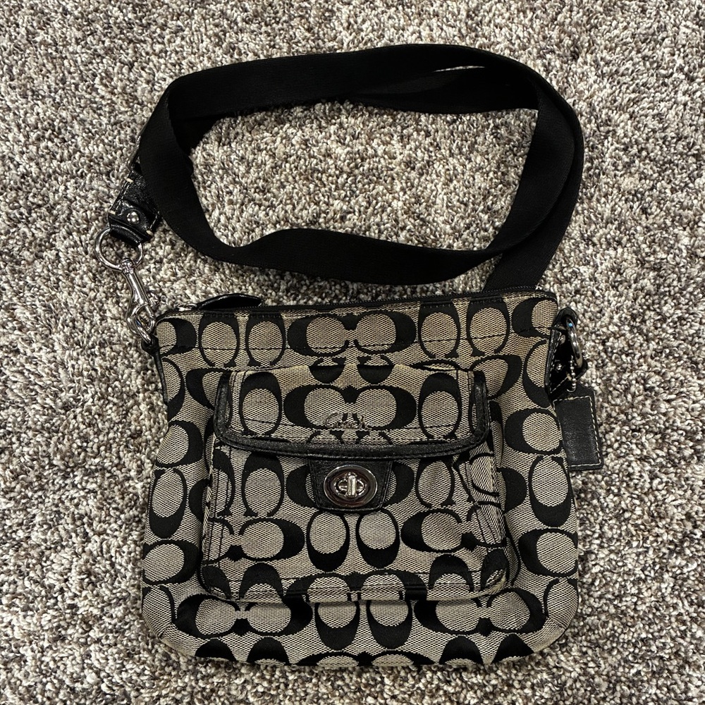 Coach Black and Gray Signature Crossbody Bag